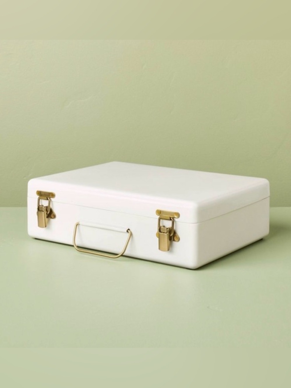 Hearth & Hand White Storage Case with Gold Hardware